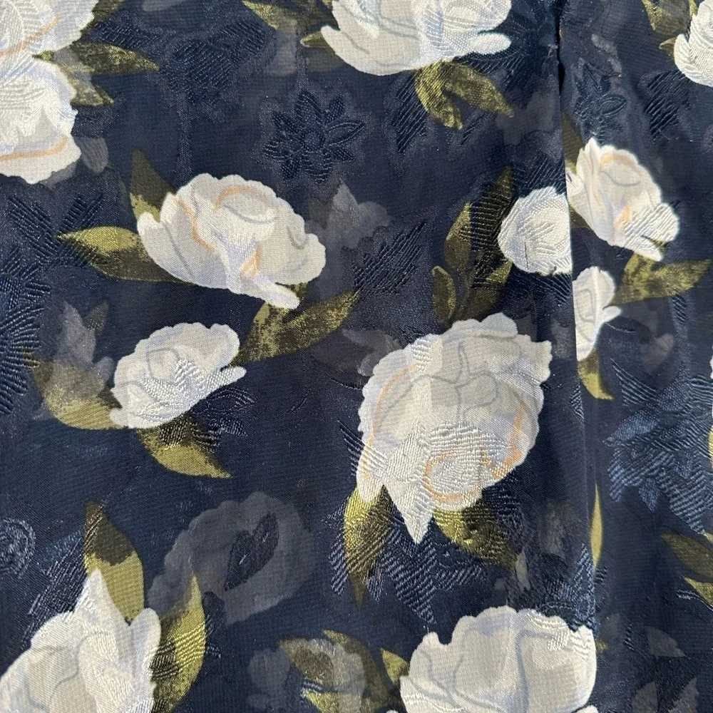 Dalia sheer navy and white magnolia print blouse - Picture 3 of 4